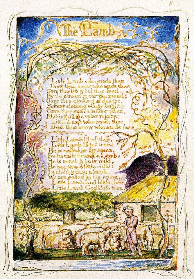 Songs of Innocence and of Experience, copy Y, 1825 (Metropolitan Museum of Art), object 8 (The Lamb)