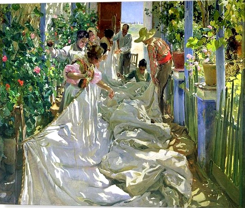 Sewing the Sail by Joaquín Sorolla y Bastida, 1896