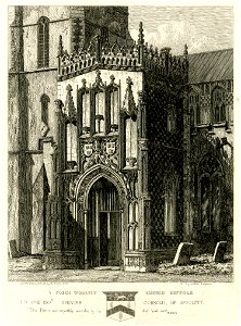 South porch Woolpit Church Suffolk by Henry Davy. Free illustration for personal and commercial use.