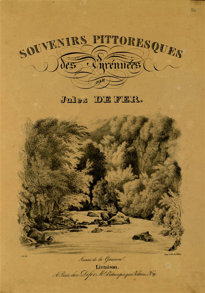 Sources de la Garonne (vignette lithographiée au titre) - Fonds Ancely - B315556101 A DEFER 002