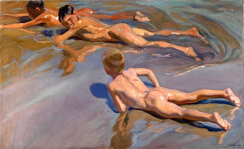 Chicos en la playa, por Joaquín Sorolla