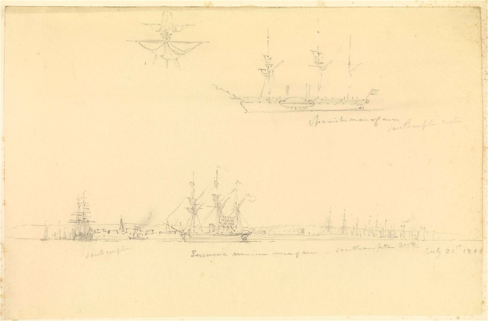 Spanish men-of-war and other shipping in Southampton Water RMG PZ0951