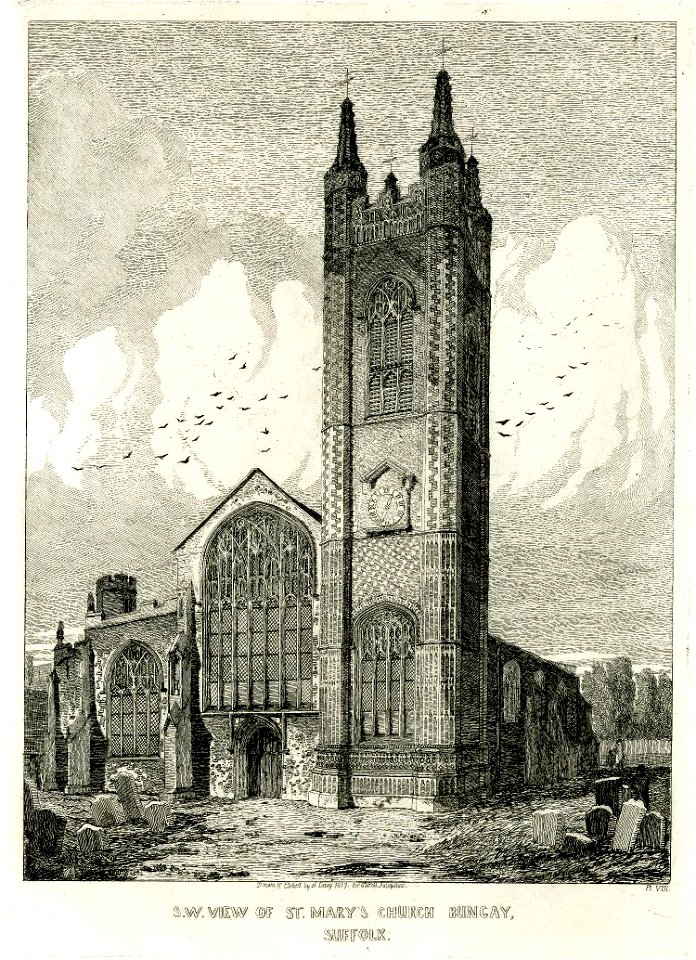 South west view of St Mary's Church Bungay Suffolk by Henry Davy