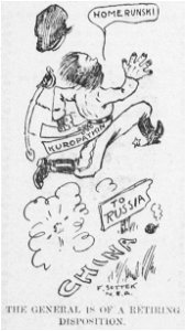 Sottek cartoon about Alexei Kuropatkin fleeing the war