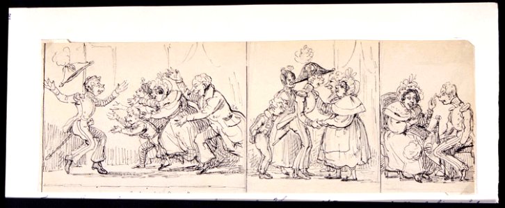 Sparfs äventyr. Unge Sparf kommer hem till familjen, som färdig officer. Tusch av Fritz von Dardel, 1840 - Nordiska Museet - NMA.0043687. Free illustration for personal and commercial use.