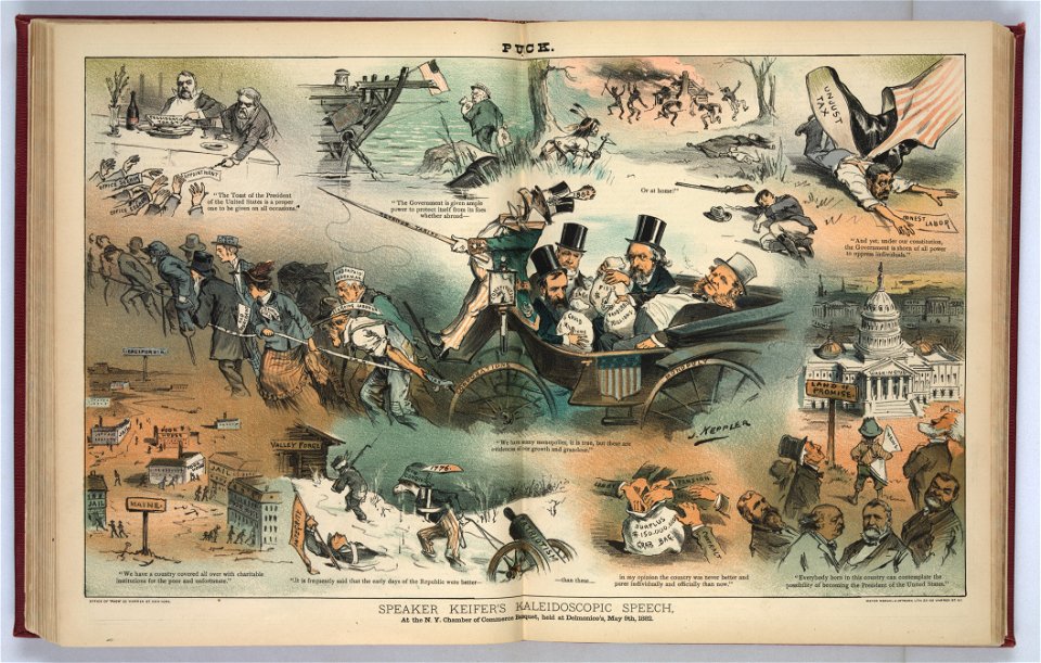 Speaker Keifer's kaleidoscopic speech, at the N.Y. Chamber of Commerce banquet, held at Delmonico's, May 9th, 1882 - J. Keppler. LCCN2012647206