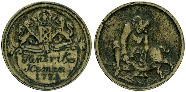 Spek- of varkensslagersgilde t.n.v. (Casper) Hendrik He(e)man (geb. 1740) 1772, objectnr PA 1276