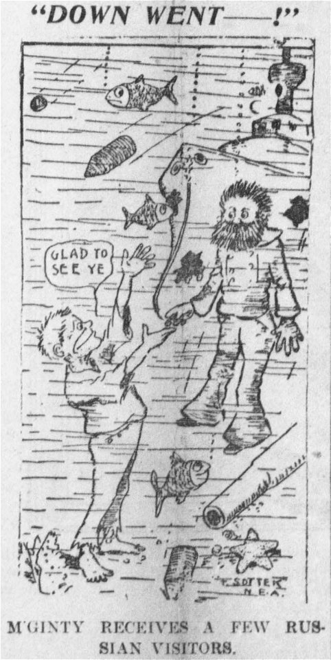 Sottek cartoon about Russian sailors drowning