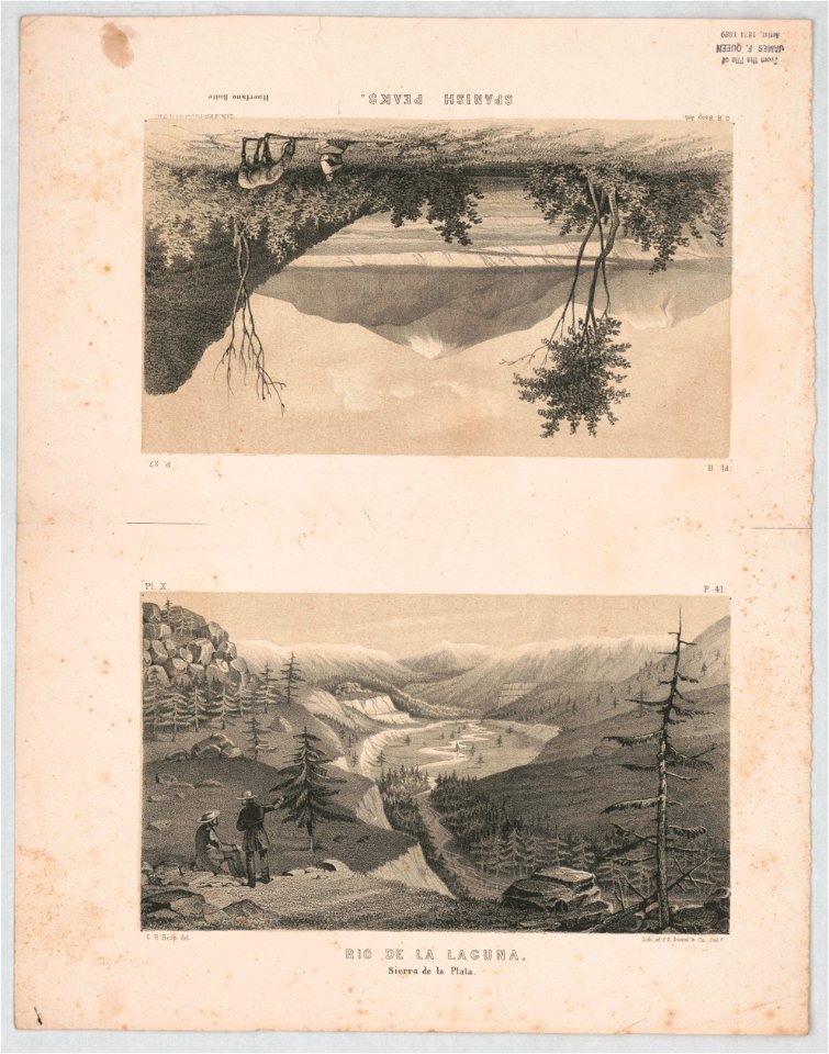 Spanish peaks Rio de la Laguna. Sierra de la Plata - - G.H. Heap del. ; lith. of P.S. Duval & Co. Phila. LCCN2014649022