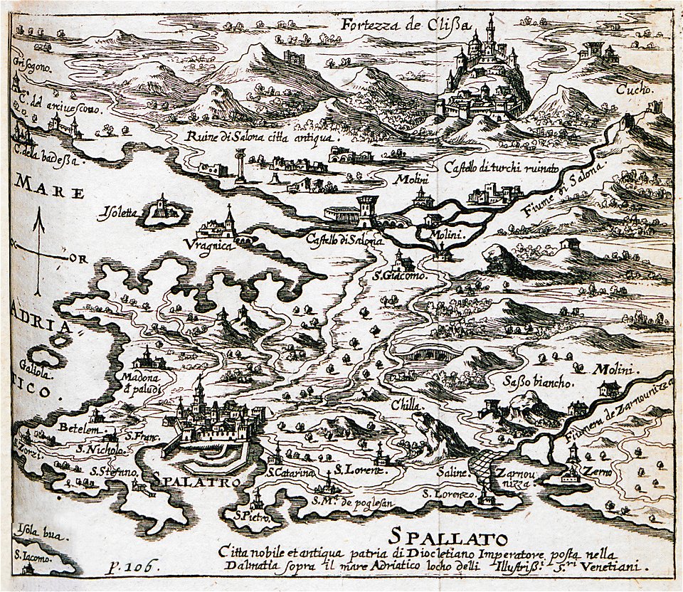 Spallato citta nobile et antiqua patria di Diocletiano Imperatore posta nella Dalmatia sopra il mare Adriatico locho del - Sandrart Jacob Von - 1686