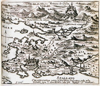 Spallato citta nobile et antiqua patria di Diocletiano Imperatore posta nella Dalmatia sopra il mare Adriatico locho del - Sandrart Jacob Von - 1686