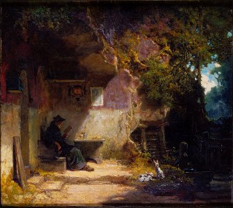 Carl Spitzweg - Der Einsiedler vor seiner Klause (1844)