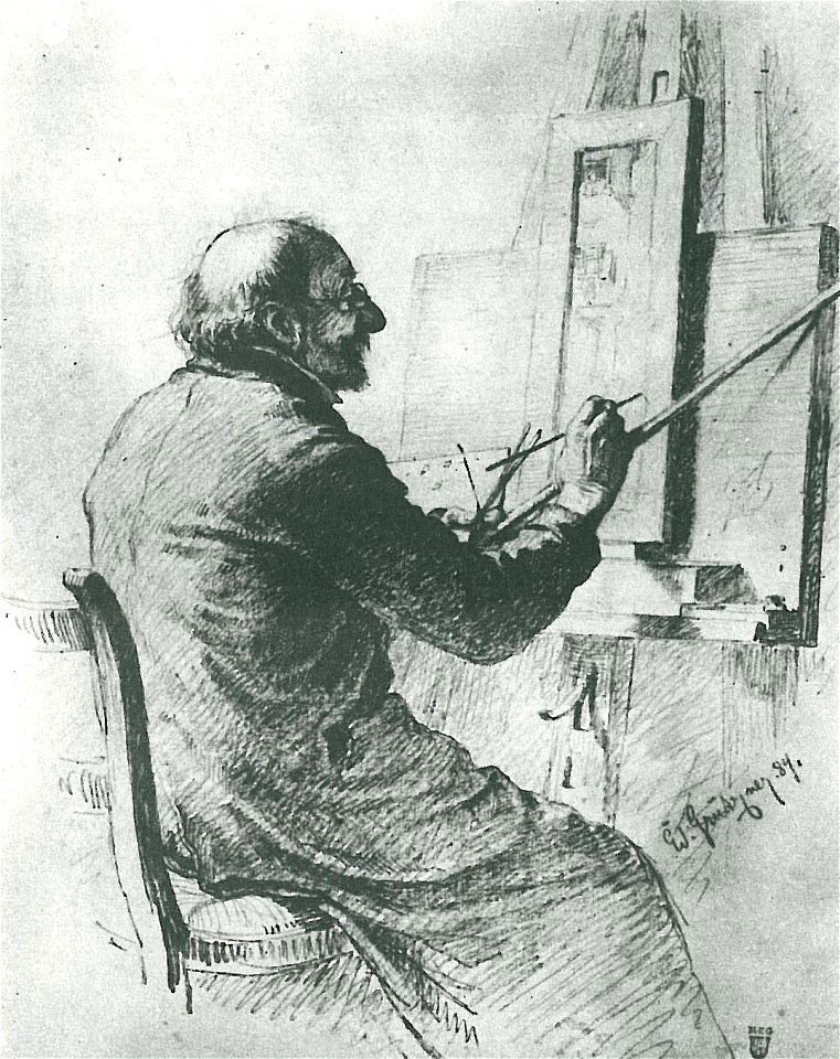 Spitzweg malt (1884 Eduard Gruetzner 284 x 234 mm)