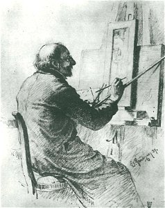 Spitzweg malt (1884 Eduard Gruetzner 284 x 234 mm)