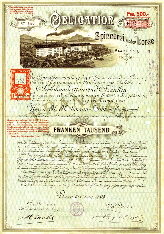 Spinnerei an der Lorze 1895