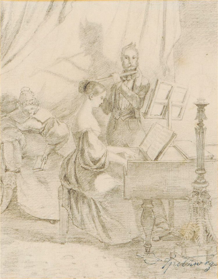 Spitzweg Klavierspiel