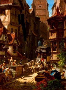 Carl Spitzweg - Ankunft der Postkutsche (ca. 1859)