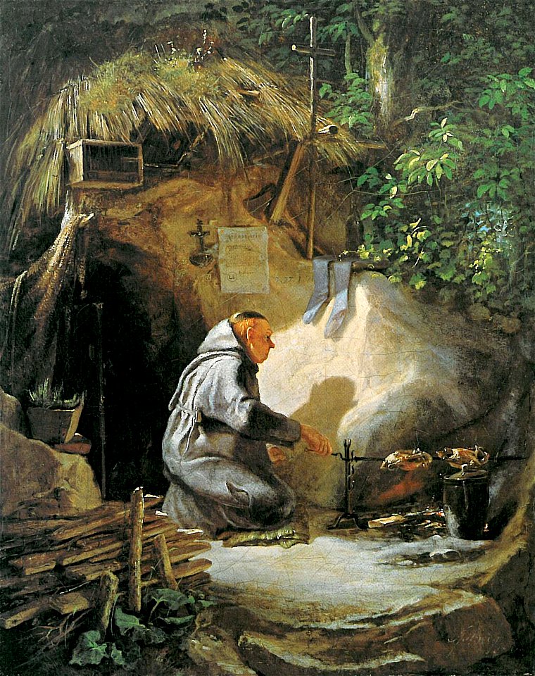 Eremit Huehnchen bratend (Carl Spitzweg)