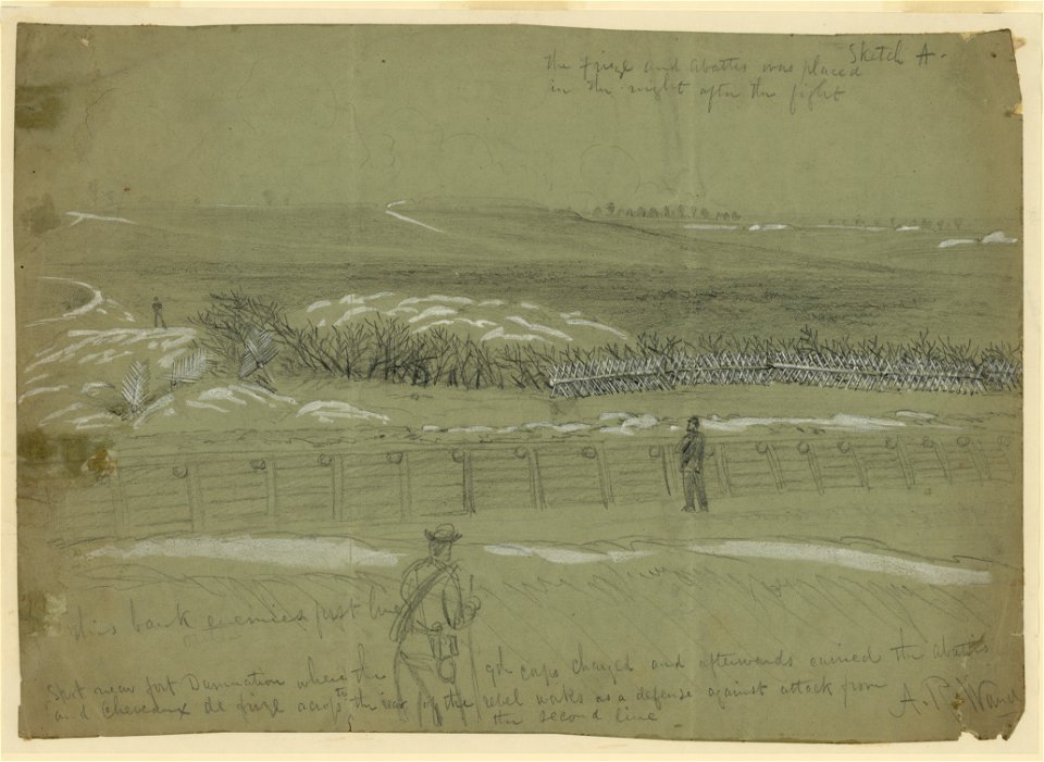 Spot near fort Damnation where the 9th Corps charged and afterwords carried the abattis and Cheveaux de frize (sic) across to the rear of the rebel works as a defense against attack from the LCCN2004660158