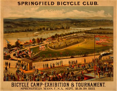 Springfield Bicycle Club-Bicycle Camp-Exhibition & Tournament, Springfield, Mass, U.S.A., Sept. 18, 19, 20, 1883 - lith. of Milton Bradley, & Co., Springfield, Mass. LCCN99400146
