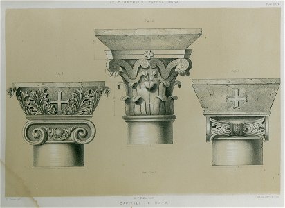 St Demetrius, Thessalonica Capitals in nave (2) - Texier Charles - 1864