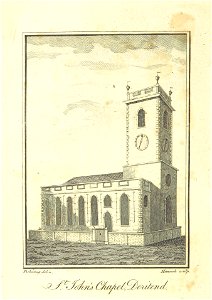 St Johns Chapel, Deritend, Birmingham, circa 1809. Free illustration for personal and commercial use.