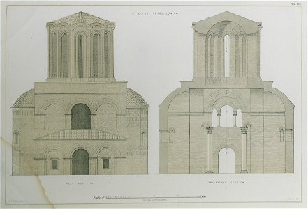 St Elias Thessalonica West elevation Transverse section - Texier Charles - 1864