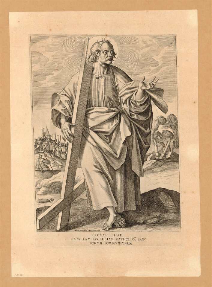 St Judas Thadeus 1592 print by Maerten de Vos, S.I 881, Prints Department, Royal Library of Belgium