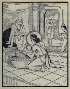 Srikrishna cleans Brahmin feet