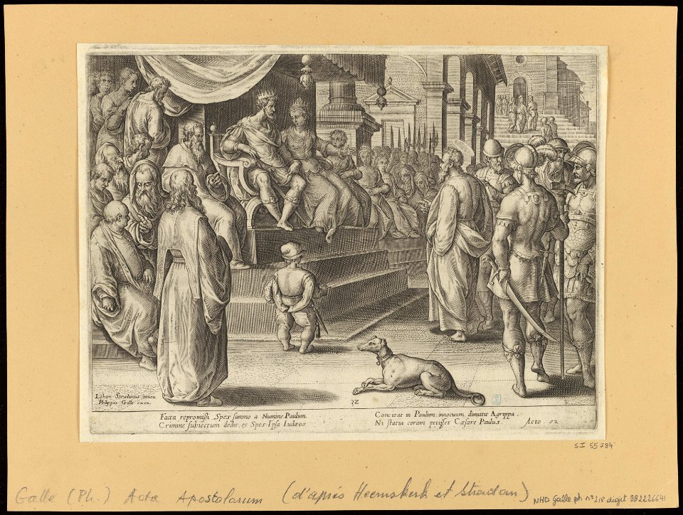 St Paul Before Festus and Agrippa 1582 print by Stradanus, S.I 55784, Prints Department, Royal Library of Belgium