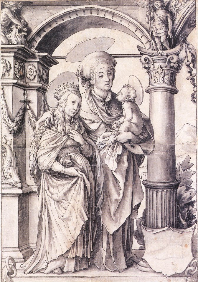 St Anne with the Virgin and Child, Design for a Stained Glass Window, by Hans Holbein the Younger