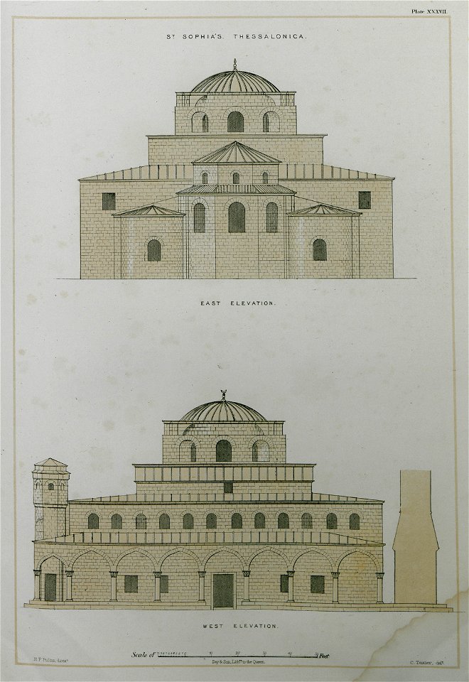 St Sophia's Thessalonica East elevation West elevation - Texier Charles - 1864