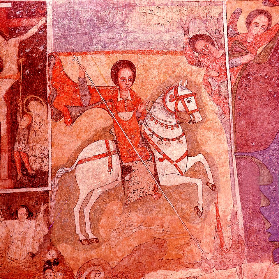 St George Slaying the Dragon, 18th Century Coptic Mural (22957730840)