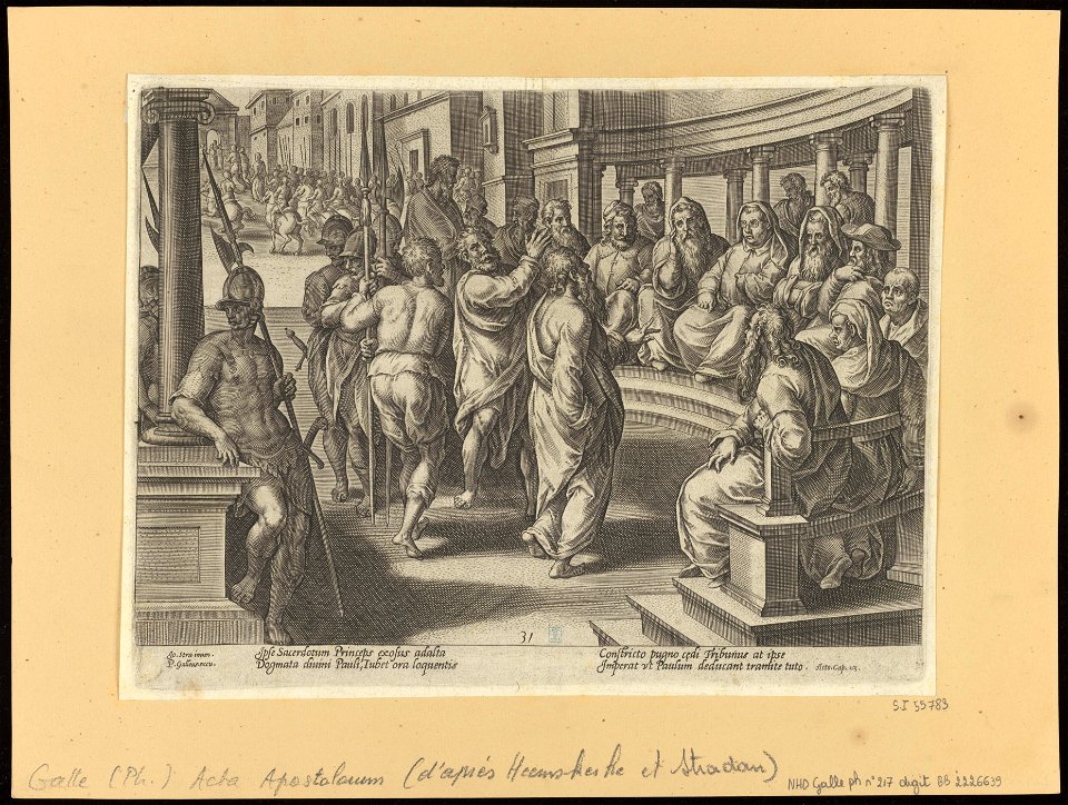 St Paul Before The High Priest 1582 print by Stradanus, S.I 55783, Prints Department, Royal Library of Belgium