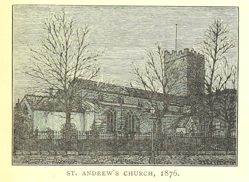 St Andrew's Church, Rugby (1876 drawing)