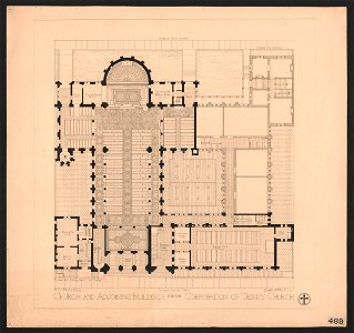 St. Agnes Chapel of the Trinity Church Parish, New York, New York. First floor plan LCCN2015649867. Free illustration for personal and commercial use.