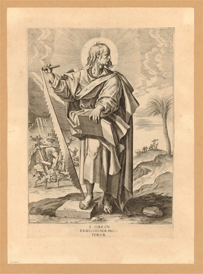 St Simon 1592 print by Maerten de Vos, S.I 882, Prints Department, Royal Library of Belgium