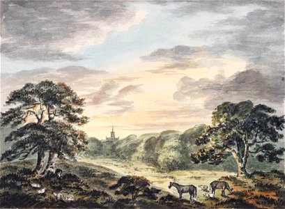 St Alban’s Abbey from the Park at Gorhambury - anon - 1801 - ref Anon-St-Albans-abbey-B97178