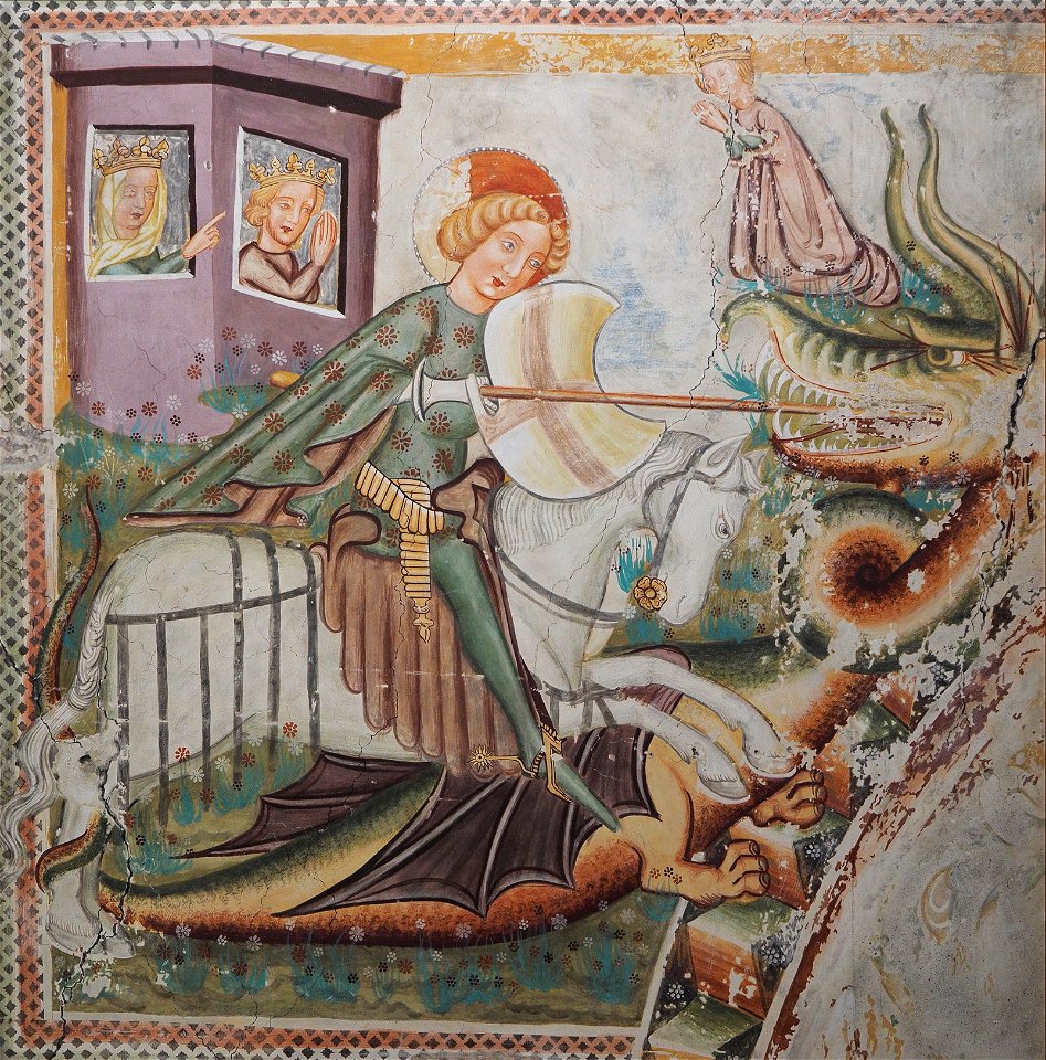 St George Slaying the Dragon (replica od Middle Age painting, c. 1420)