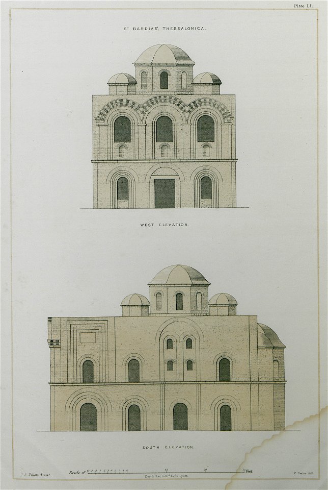 St Bardias Thessalonica West elevation South elevation - Texier Charles - 1864