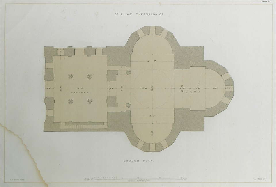 St Elias Thessalonica Ground plan - Texier Charles - 1864 - Free Stock ...