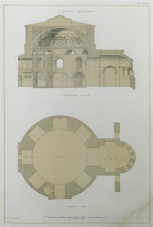 St George's Thessalonica Longitudinal plan Ground plan - Texier Charles - 1864
