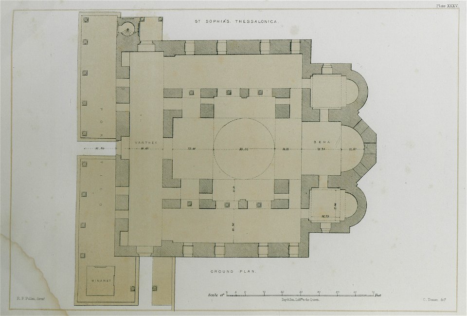 St Sophia's Thessalonica Ground plan - Texier Charles - 1864