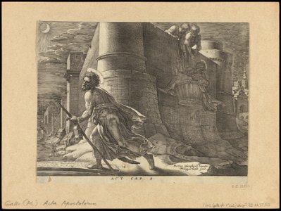 St Paul Escaping from Damascus by Night 1575 print by Maarten van Heemskerck, S.I 55834, Prints Department, Royal Library of Belgium
