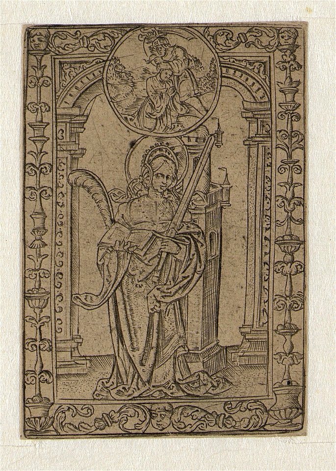 St. Barbara ca.1519 print by Master S., S.II 132731, Prints Department, Royal Library of Belgium