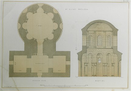 St Elias Broussa Ground plan Section - Texier Charles - 1864