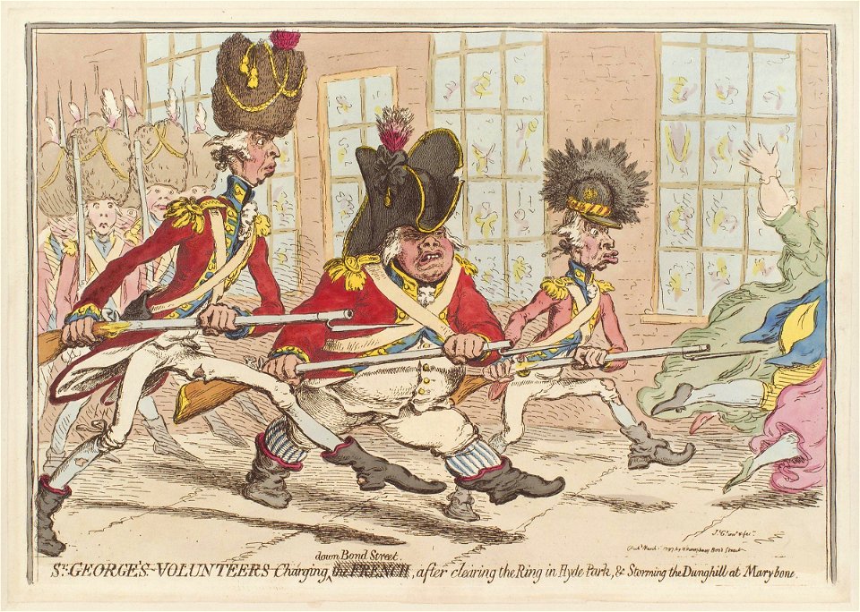 St George's volunteers charging down Bond Street by James Gillray