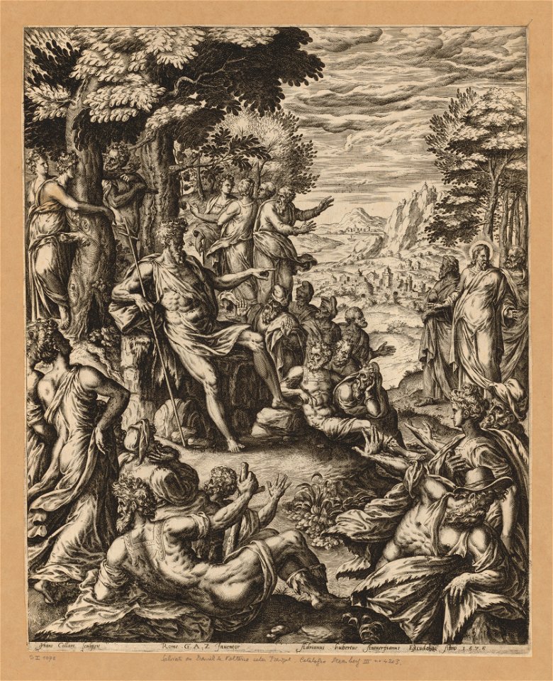 St John the baptist preaching 1575 print by Jan Collaert (I), S.I 1078, Prints Department, Royal Library of Belgium
