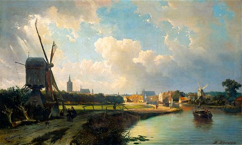 Springer, Gezicht op Den Haag vanaf de Delftse vaart