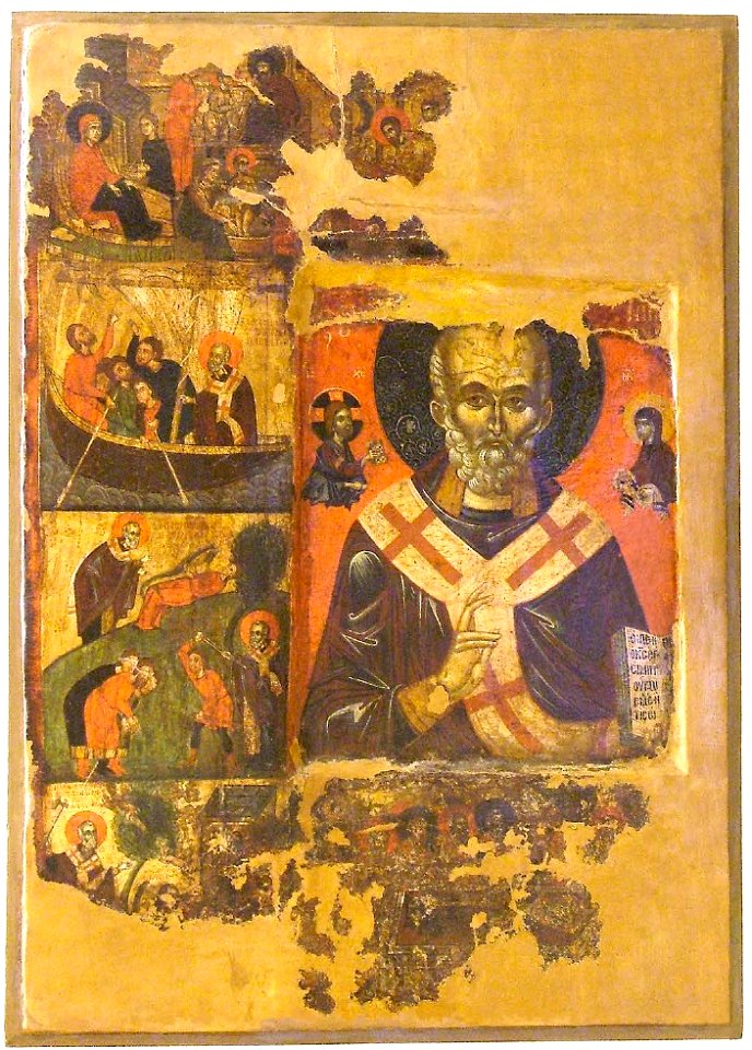St Nicholas with Life Scenes, mid XIV Century, St Mary Perivleptos Church, Ohrid Icon Gallery